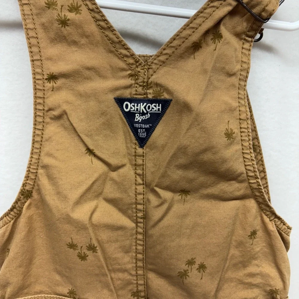 OshKosh B'gosh Kids Brown Palm Tree Print Shortall Overalls‎ Size Toddler